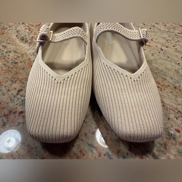 Vivaia Mary Jane Buckle Mesh Light Brown Ballet Flats Women’s Size 38 NEW No Box - Picture 4 of 14